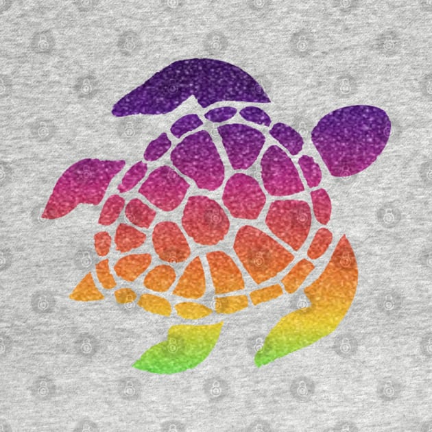 Bright Rainbow Ombre Faux Glitter Turtle by Felicity-K